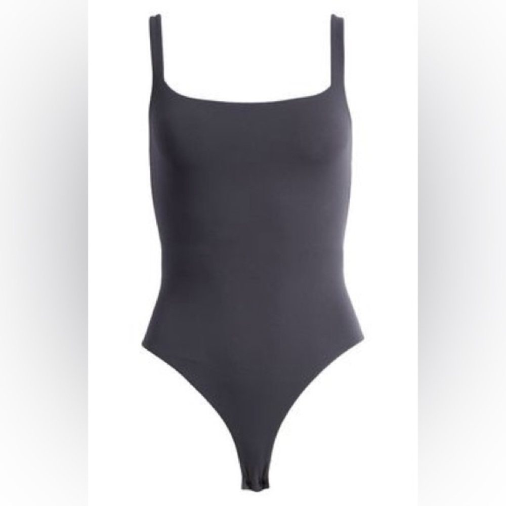 Skims Fits Everybody Square Neck Bodysuit in Graphite